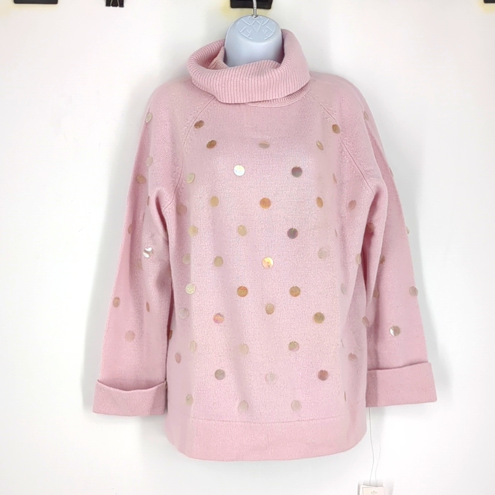 VTG Knitting Needles Lambswool Angora Pink Turtleneck Sweater L New With Tags